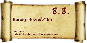 Bondy Bozsóka névjegykártya